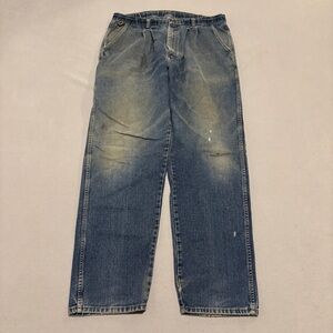 VTG Wrangler Carpenter Jeans Men’s 38x34 38x33 Blue Denim Faded High Rise 90s